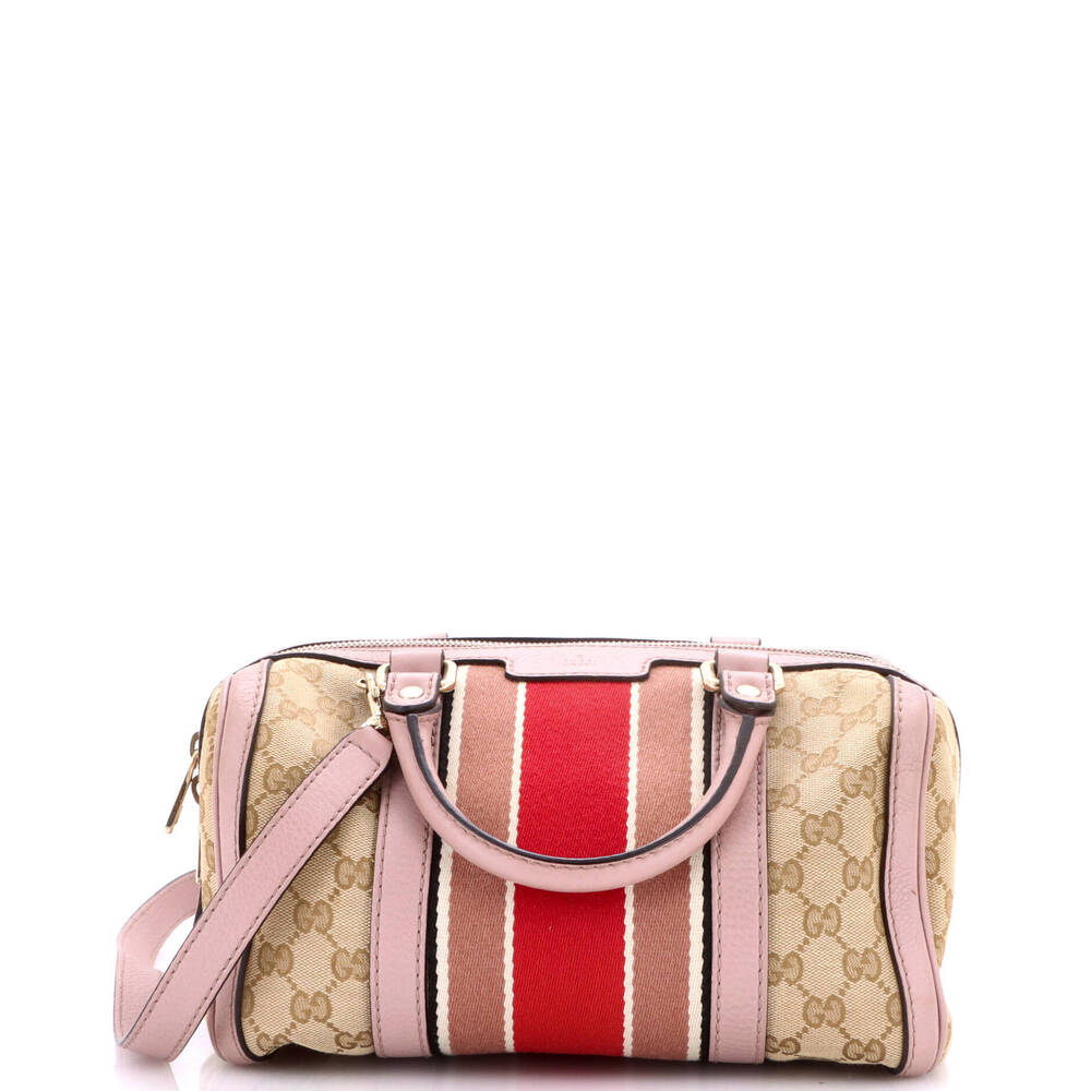 Gucci Small Vintage Web Boston Bag GG Canvas
